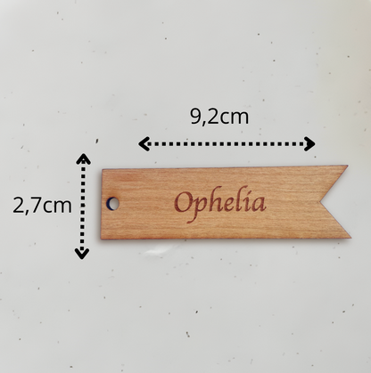 Personligt bordkort i træ - Ophelia
