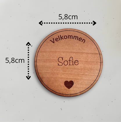 Personligt bordkort i træ - Sofie