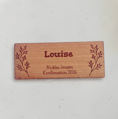 Personligt bordkort i træ - Louise
