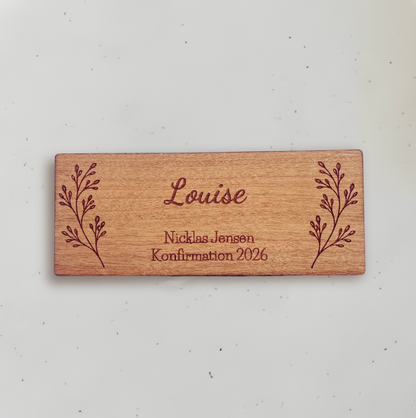 Personligt bordkort i træ - Louise