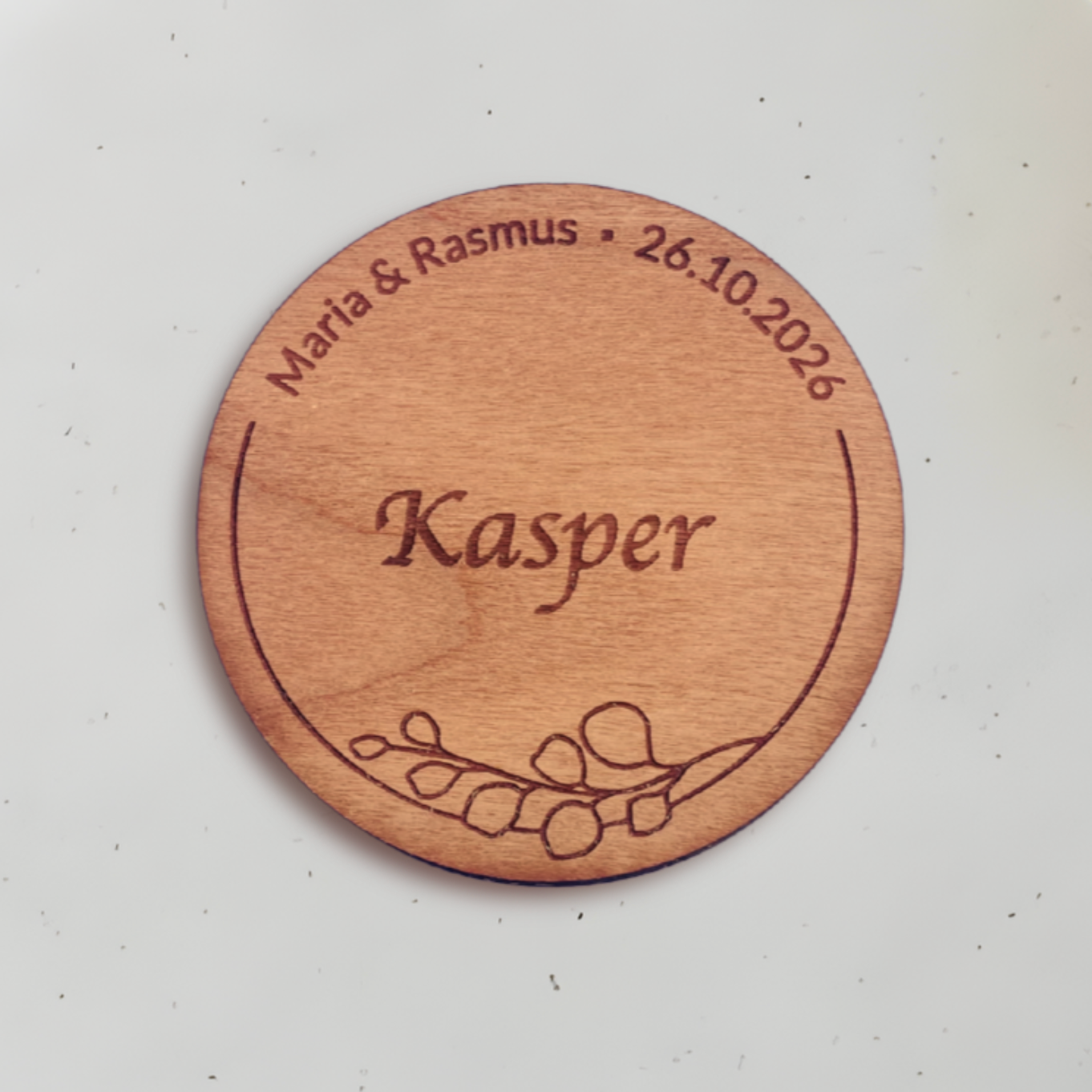 Personligt bordkort i træ - Kasper