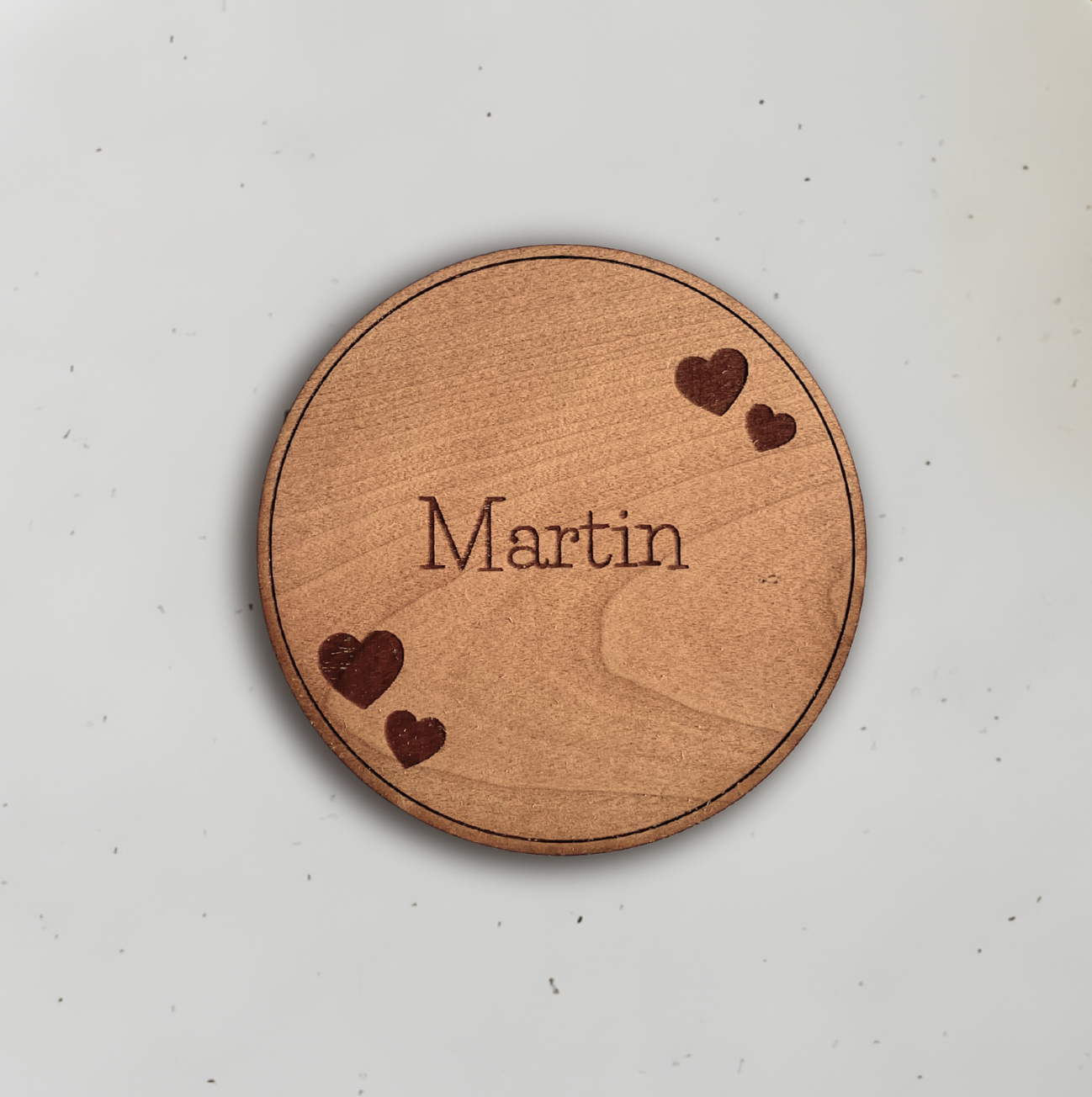 Personligt bordkort i træ - Martin