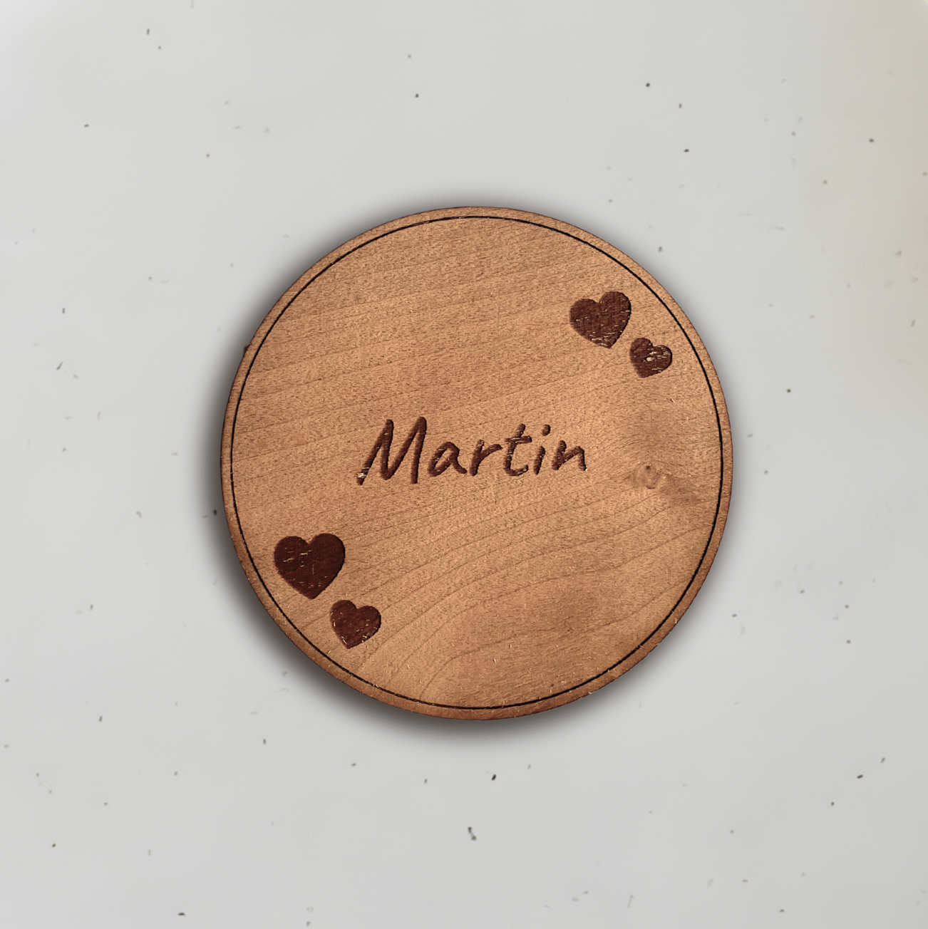 Personligt bordkort i træ - Martin