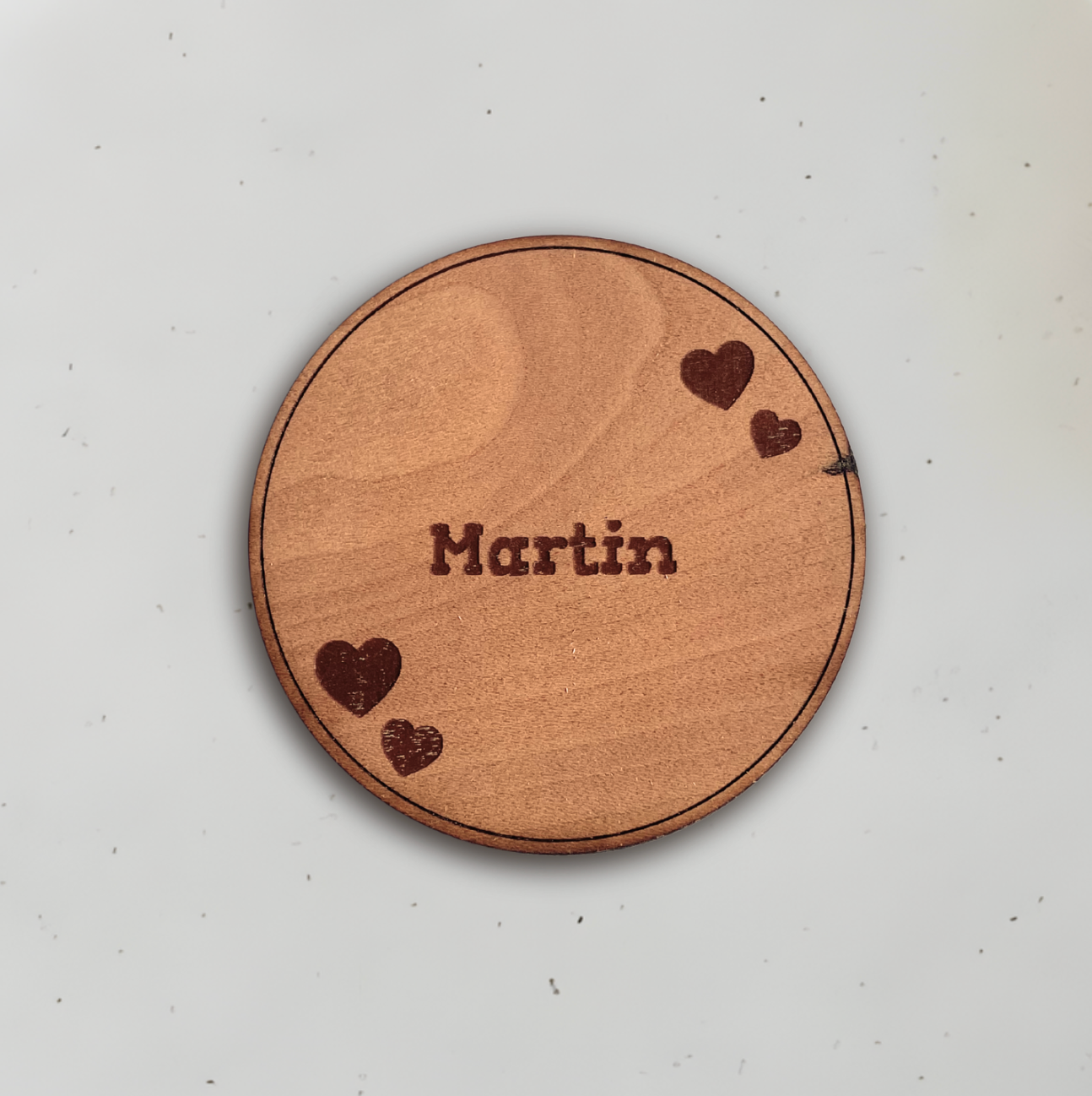 Personligt bordkort i træ - Martin